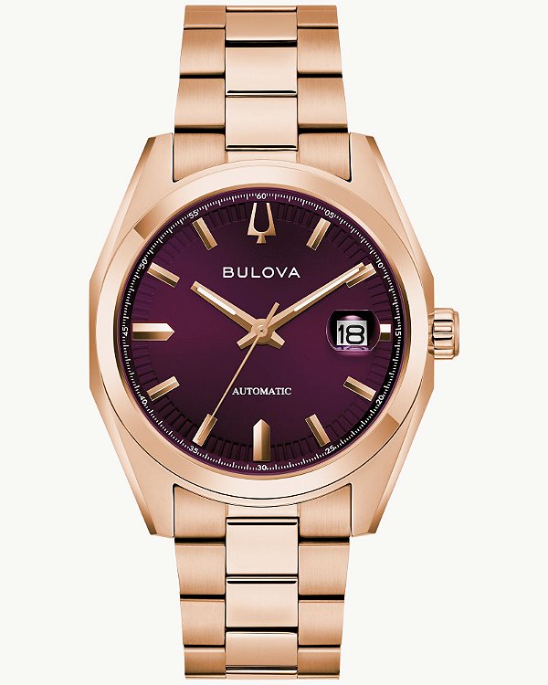RELOGIO BULOVA CLASSIC SURVEYOR 97B234 DOURADO VINHO
