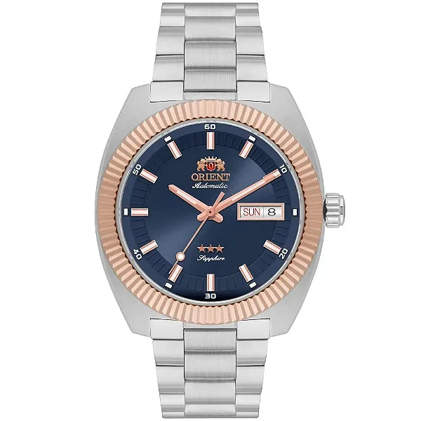 Relógio Orient Masculino 3 Estrelas Heritage Automático YN6MM026-D1SX Azul Safira