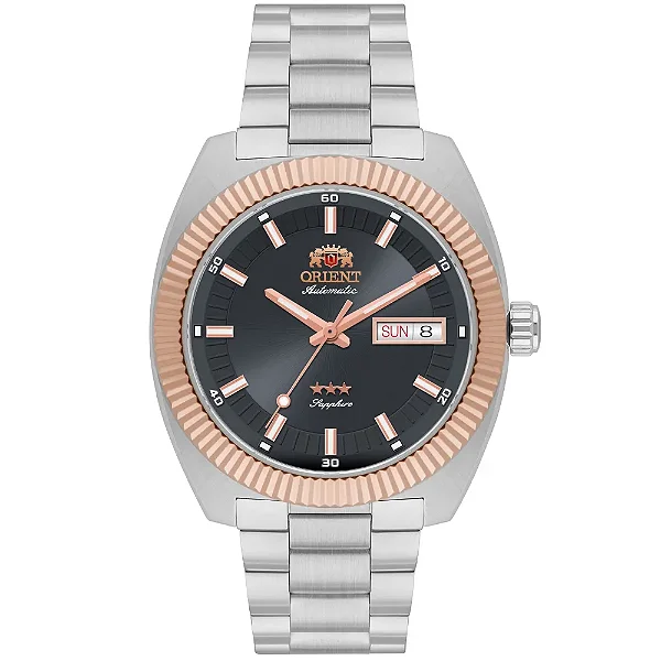 Relógio Orient Masculino 3 Estrelas Heritage Automático YN6MM026-P1SX Aço Safira