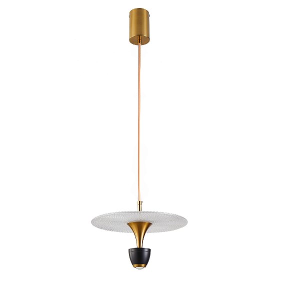 PEDENTE LED SOWA 10W 3000K PRETO E DOURADO