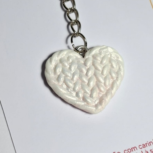 Chaveiro de Coração com textura de Tricot - Varias Cores
