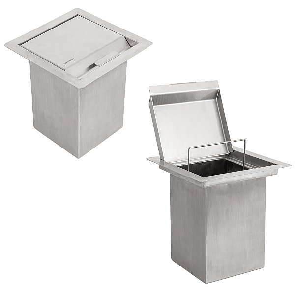 Lixeira de Embutir para Bancada 4L Inox 304 com Tampa Escovada