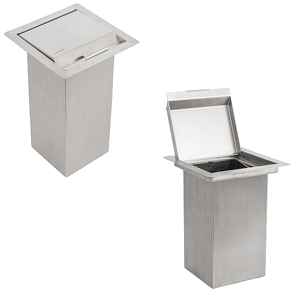 Lixeira de Embutir para Bancada 5L Inox 304 com Tampa Escovada