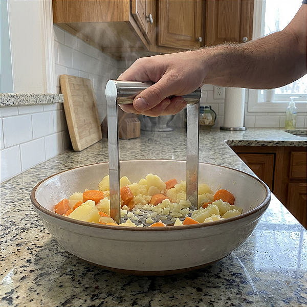 Espremedor de Batatas Inox 304 Escovado 2mm – Super Reforçado e Ergonômico | Kitchen Lar