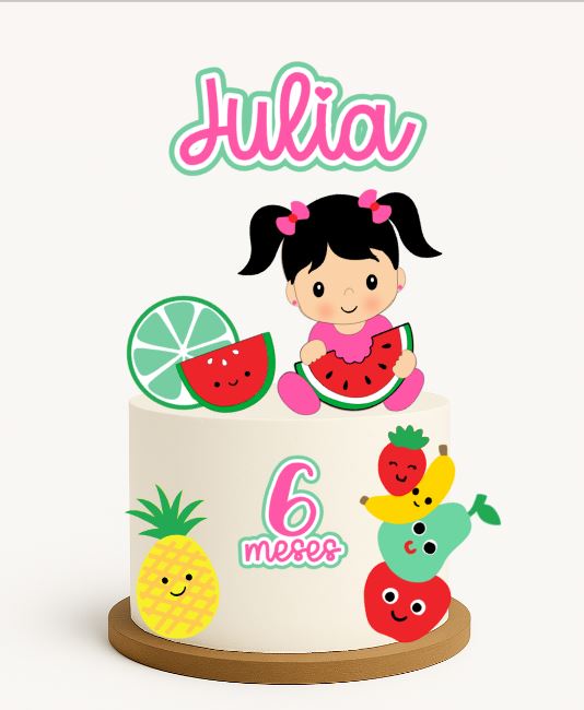 Arquivo digital tema frutinhas menina em camadas