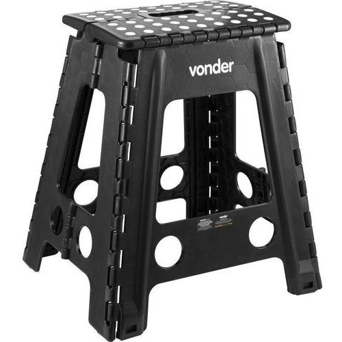 Banqueta plástica dobrável para pesca Preta Altura 45cm VONDER