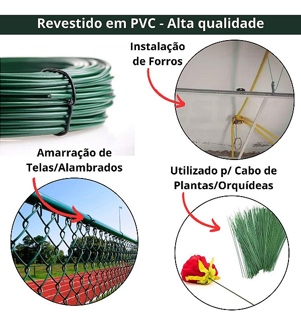 Arame revestido com PVC Verde BWG 12 1 kg VONDER