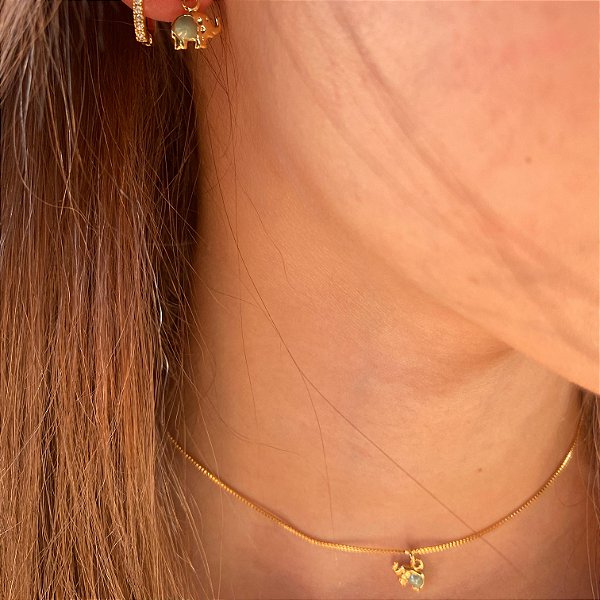 Gargantilha veneziana com brincos elefantinho