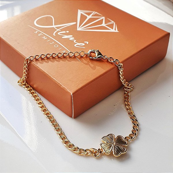 Pulseira grume com trevo