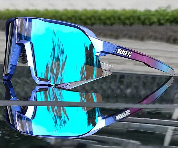 Óculos 100%, UV400 e Polarizado (roxo com azul espelhado)