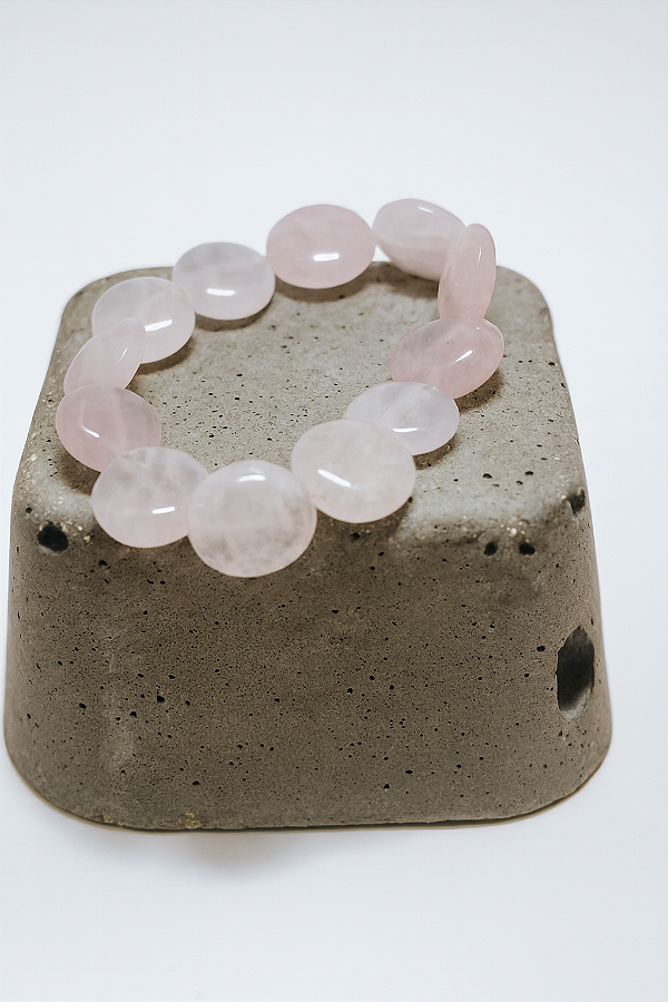 PULSEIRA MEDALHA QUARTZO ROSA AMOR