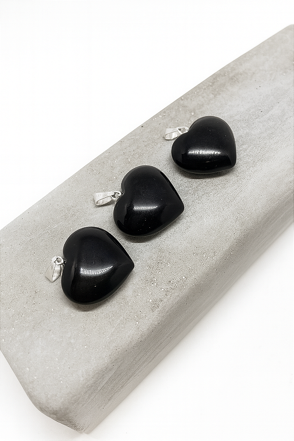 PINGENTE CORAÇÃO MINI OBSIDIANA- PROTEÇÃO