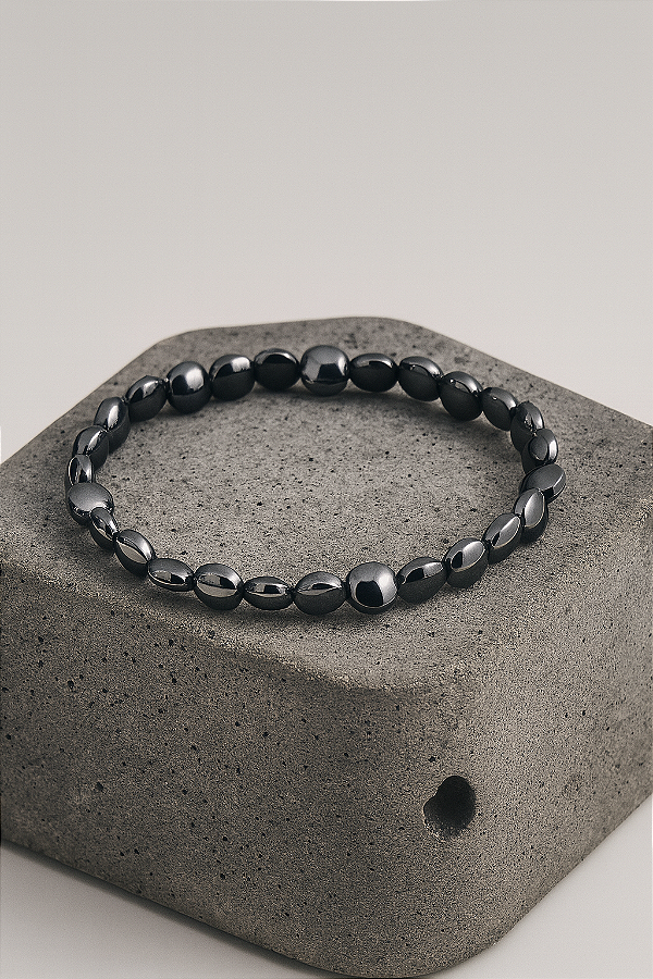 PULSEIRA HEMATITA MEDALHA/AMOR PRÓPRIO, PROTEÇÃO
