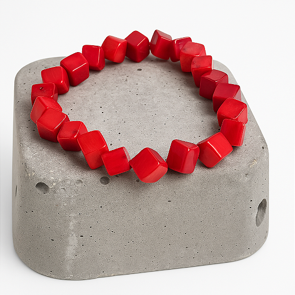 PULSEIRA CUBO JASPE LARANJA/VITALIDADE