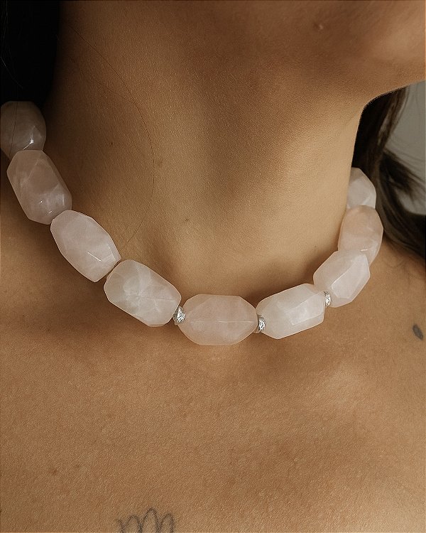 CHOKER DEUSA QUARTZO ROSA- AMOR