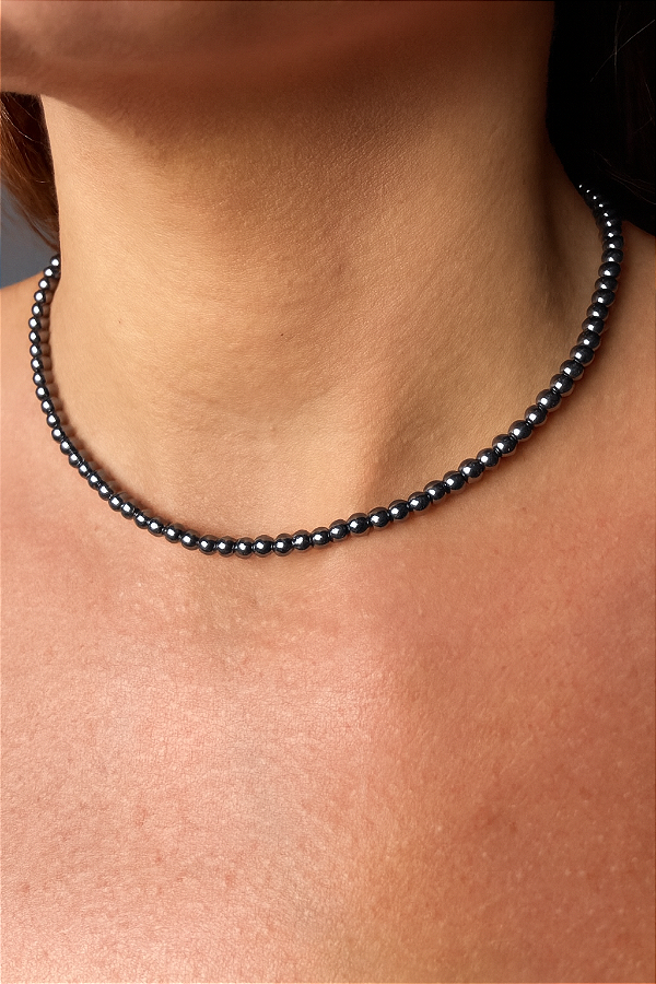 CHOKER HEMATITA BOLINHAS-AMOR PRÓPRIO