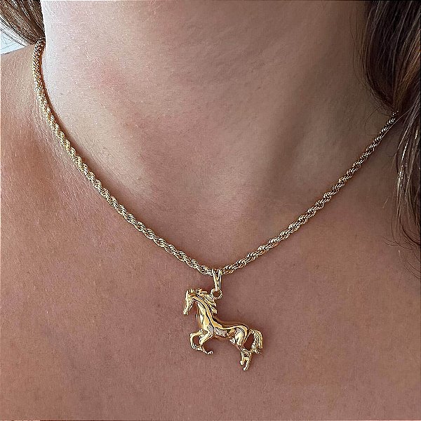 Colar Feminino Cavalo no Cordão Baiano