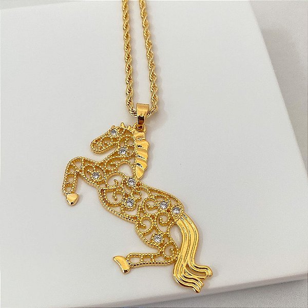 Colar Feminino Brutão com Zircônias no Cordão Baiano