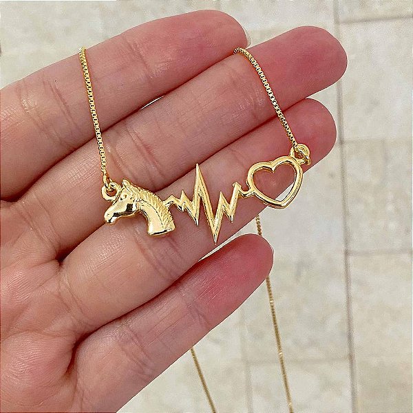 Gargantilha Feminina Batimentos com Cavalo e Coração