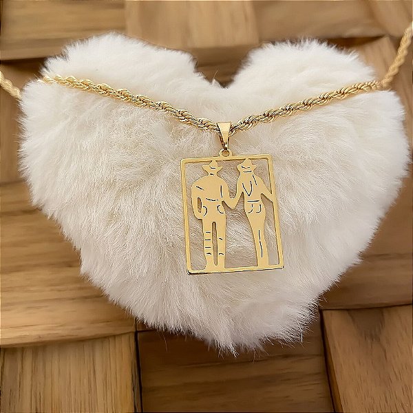 Colar Feminino Casal Country com Cordão Baiano