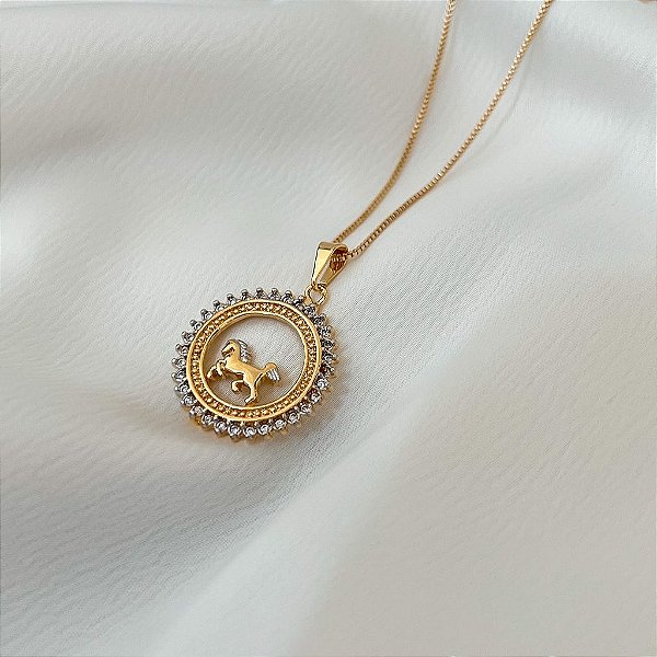 Colar Feminino Mandala Cavalo com Zircônia