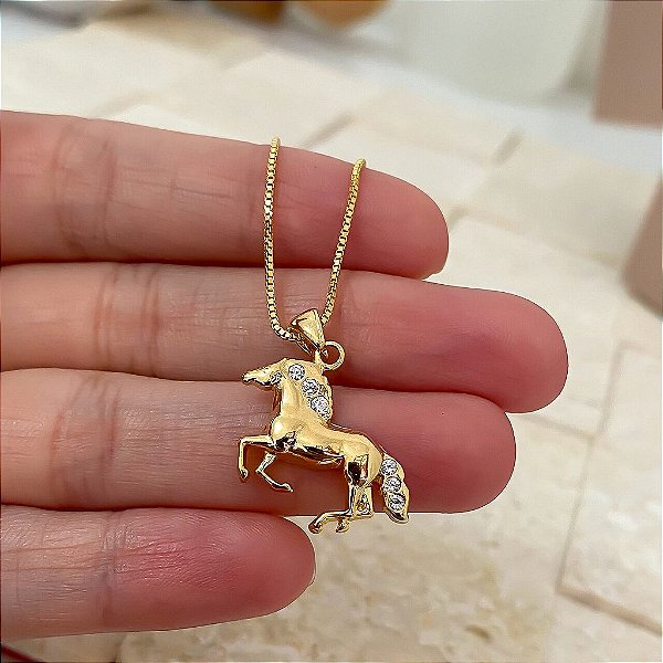 Colar Feminino Cavalo Elegância com Zircônia