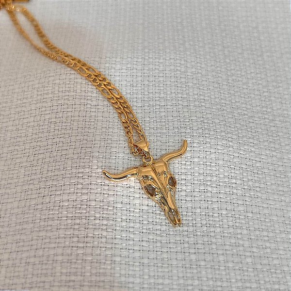 Colar Masculino Touro com Cordão 3x1