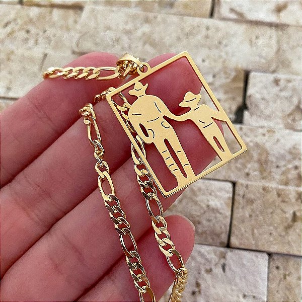 Colar Masculino Pai e Filho Country com Cordão 3x1