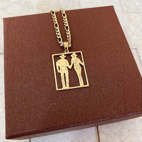 Colar Masculino Casal Country com Cordão 3x1