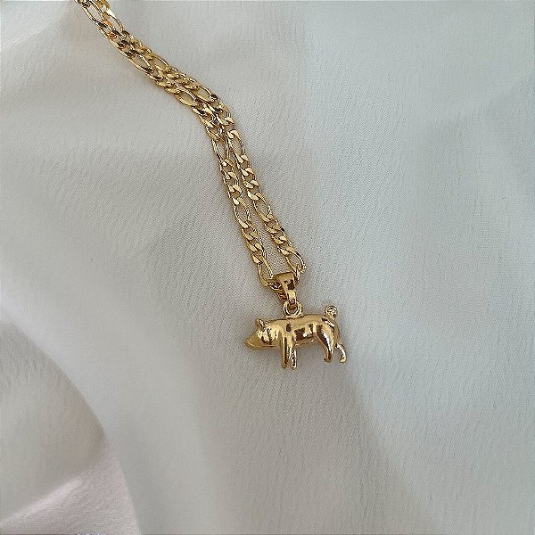 Colar Masculino Suíno com Cordão 3x1