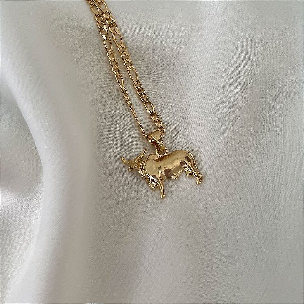 Colar Masculino Touro Majestoso com Cordão 3x1