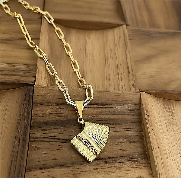 Colar Masculino Sanfona com Cordão Cartier