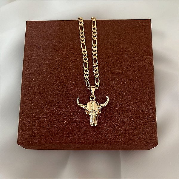 Colar Masculino Touro Tradição com Cordão 3x1