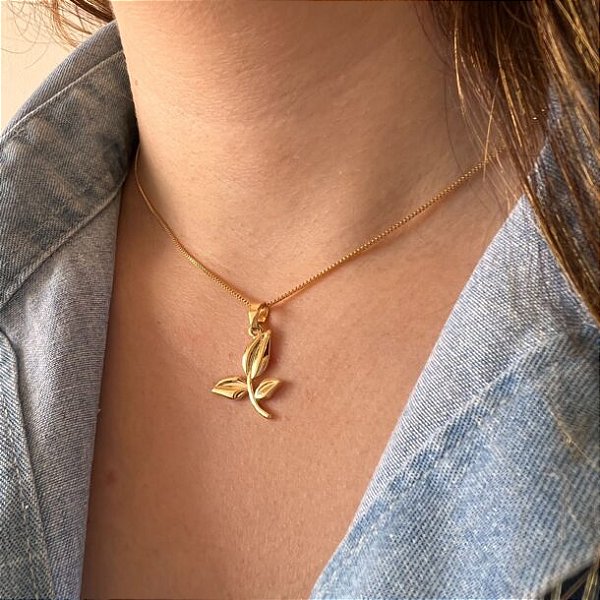Colar Feminino Broto Banhado a Ouro 18K