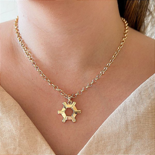 Colar Feminino Agronomia Luxo com Cordão Elo Português