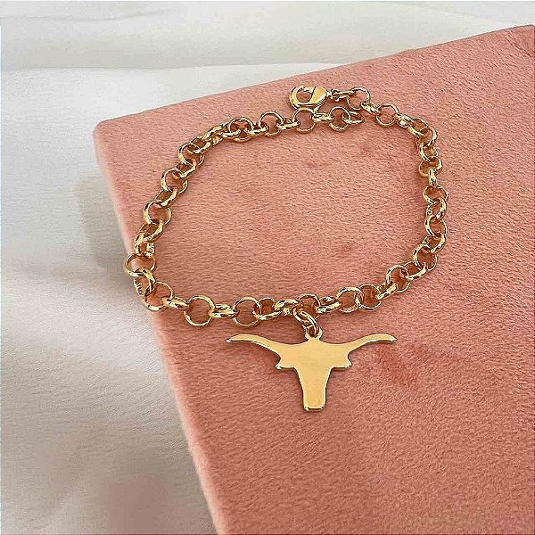 Pulseira Feminina com Touro em Elo Português