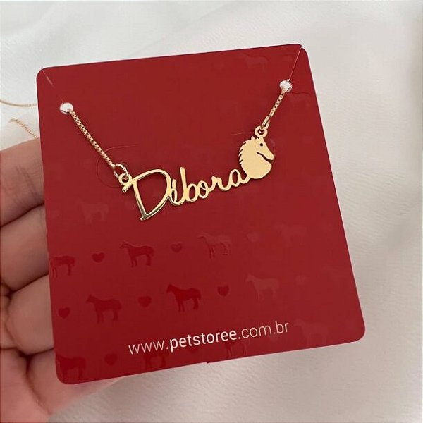 Colar Personalizado Débora com Cavalo Banhado a Ouro 18k