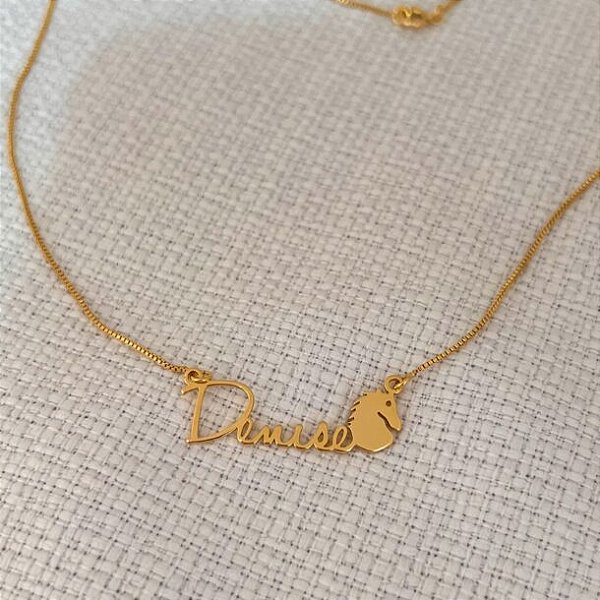 Colar Personalizado Denise com Cavalo Banhado a Ouro 18k