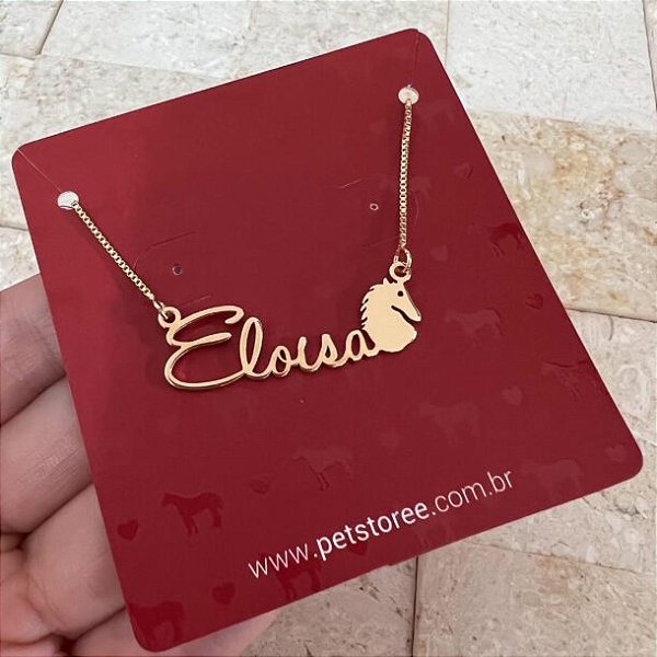 Colar Personalizado Eloisa com Cavalo Banhado a Ouro 18k