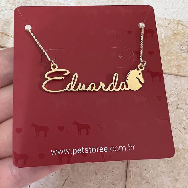 Colar Personalizado Eduarda com Cavalo Banhado a Ouro 18k