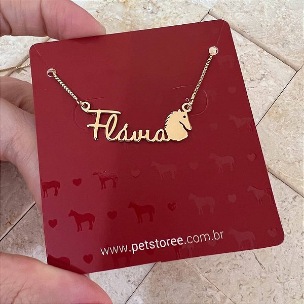 Colar Personalizado Flávia com Cavalo Banhado a Ouro 18k