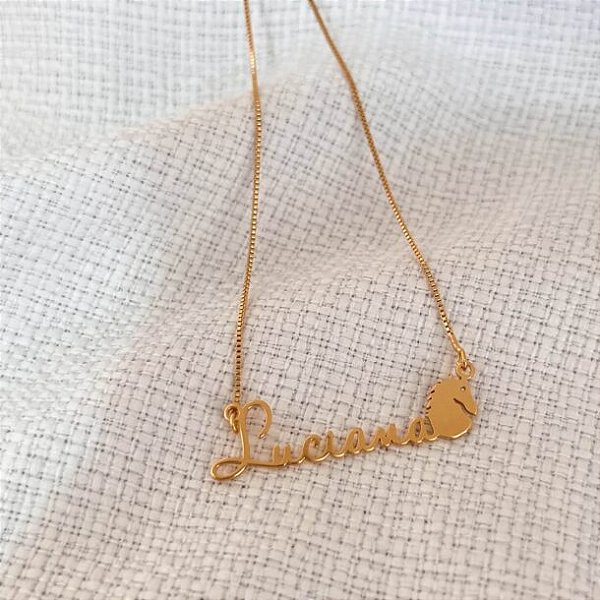 Colar Personalizado Luciana com Cavalo Banhado a Ouro 18k