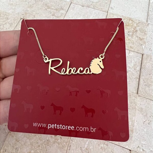 Colar Personalizado Rebeca com Cavalo Banhado a Ouro 18k