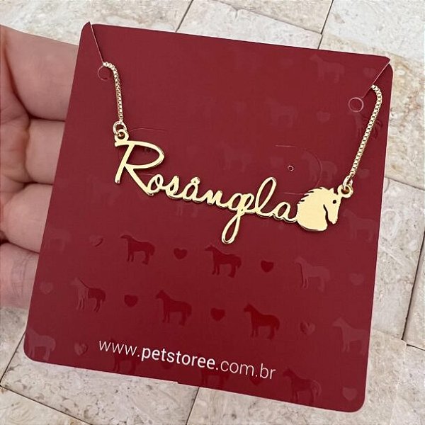 Colar Personalizado Rosângela com Cavalo Banhado a Ouro 18k