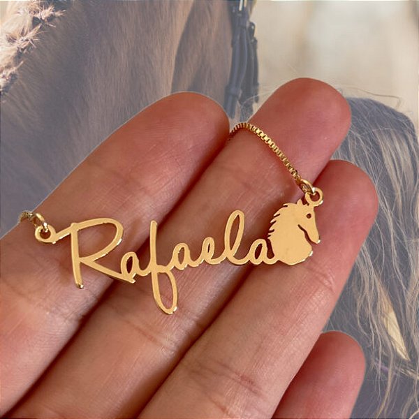 Colar Personalizado Rafaela com Cavalo Banhado a Ouro 18k