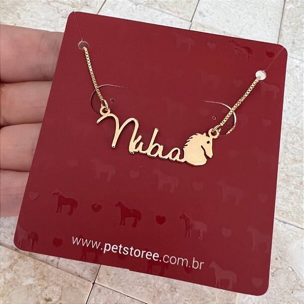 Colar Personalizado Núbia com Cavalo Banhado a Ouro 18k