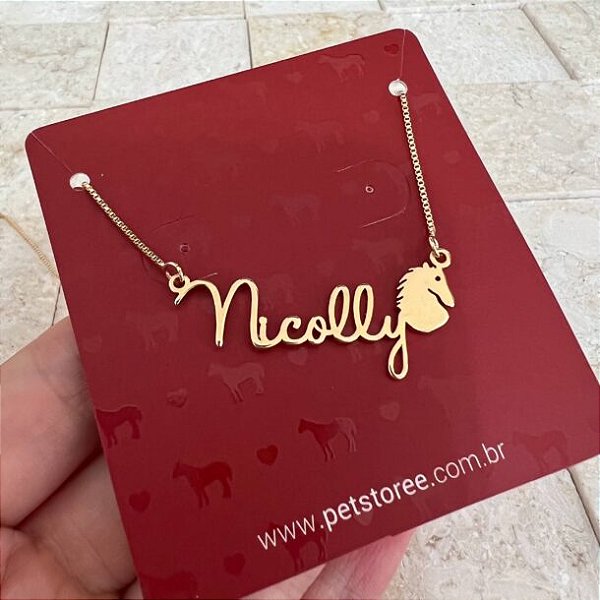 Colar Personalizado Nicolly com Cavalo Banhado a Ouro 18k