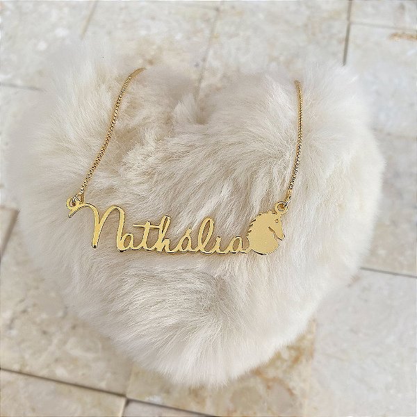 Colar Personalizado Nathália com Cavalo Banhado a Ouro 18k
