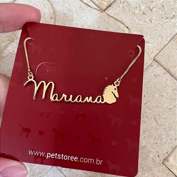 Colar Personalizado Mariana com Cavalo Banhado a Ouro 18k