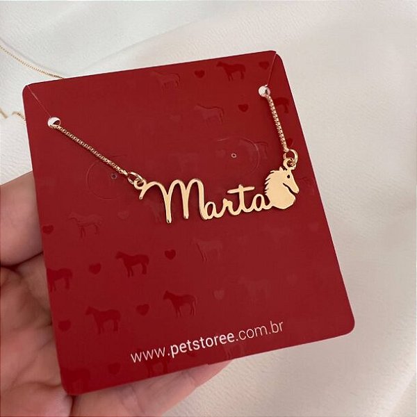 Colar Personalizado Marta com Cavalo Banhado a Ouro 18k